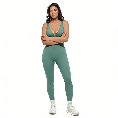 Deep V Shapewear With Chest Support Breathable High-Waisted Tummy Control Jumpsuit