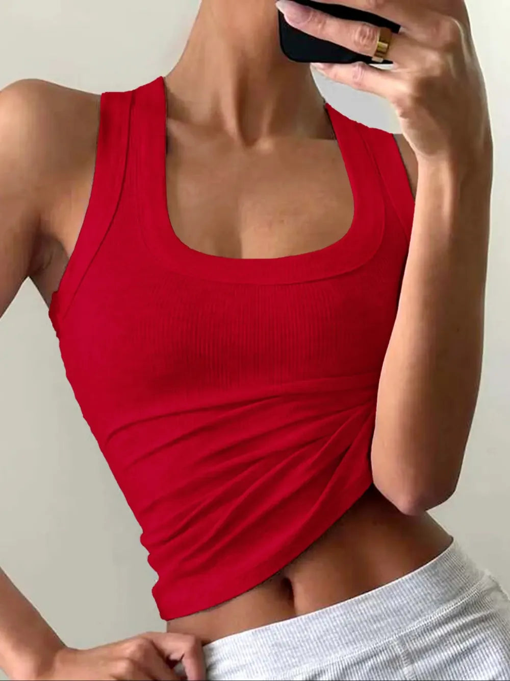 Women's Casual Slim-Fit Solid-Color Sleeveless Tank Top