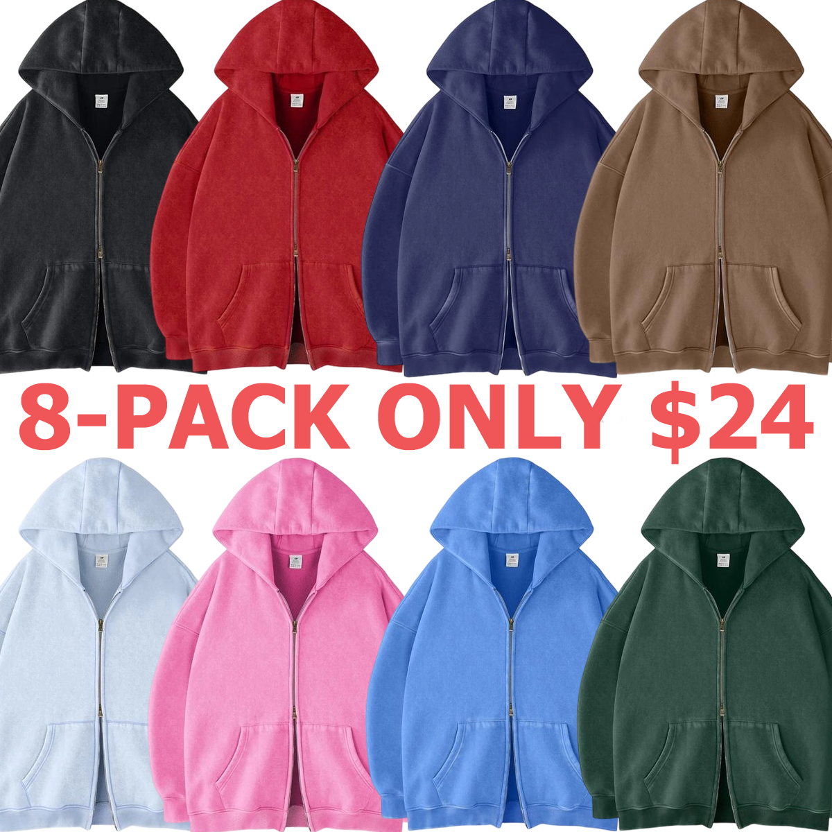 Unisex Oversized Zip-Up Hoodie for Women Plain