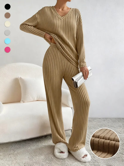 Women's Solid Drop Shoulder Pocket Lounge Set