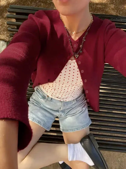 Women's Plain Button Front Longsleeves Cardigan