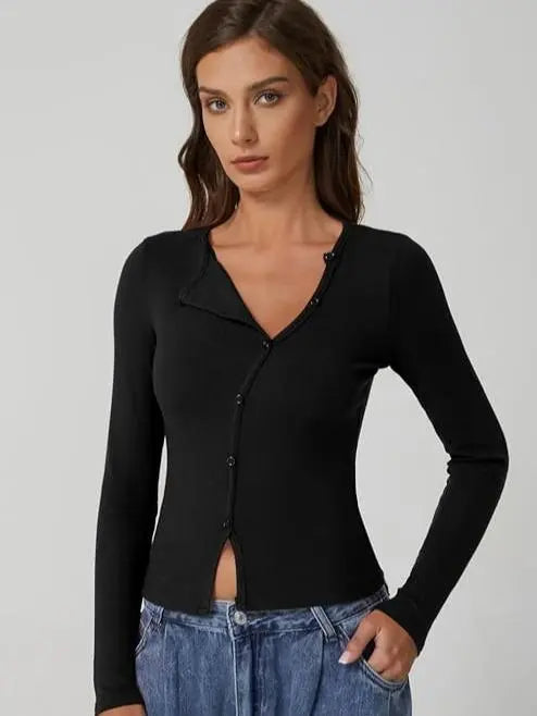 Women's Long Sleeve Ribbed Crewneck Shirts