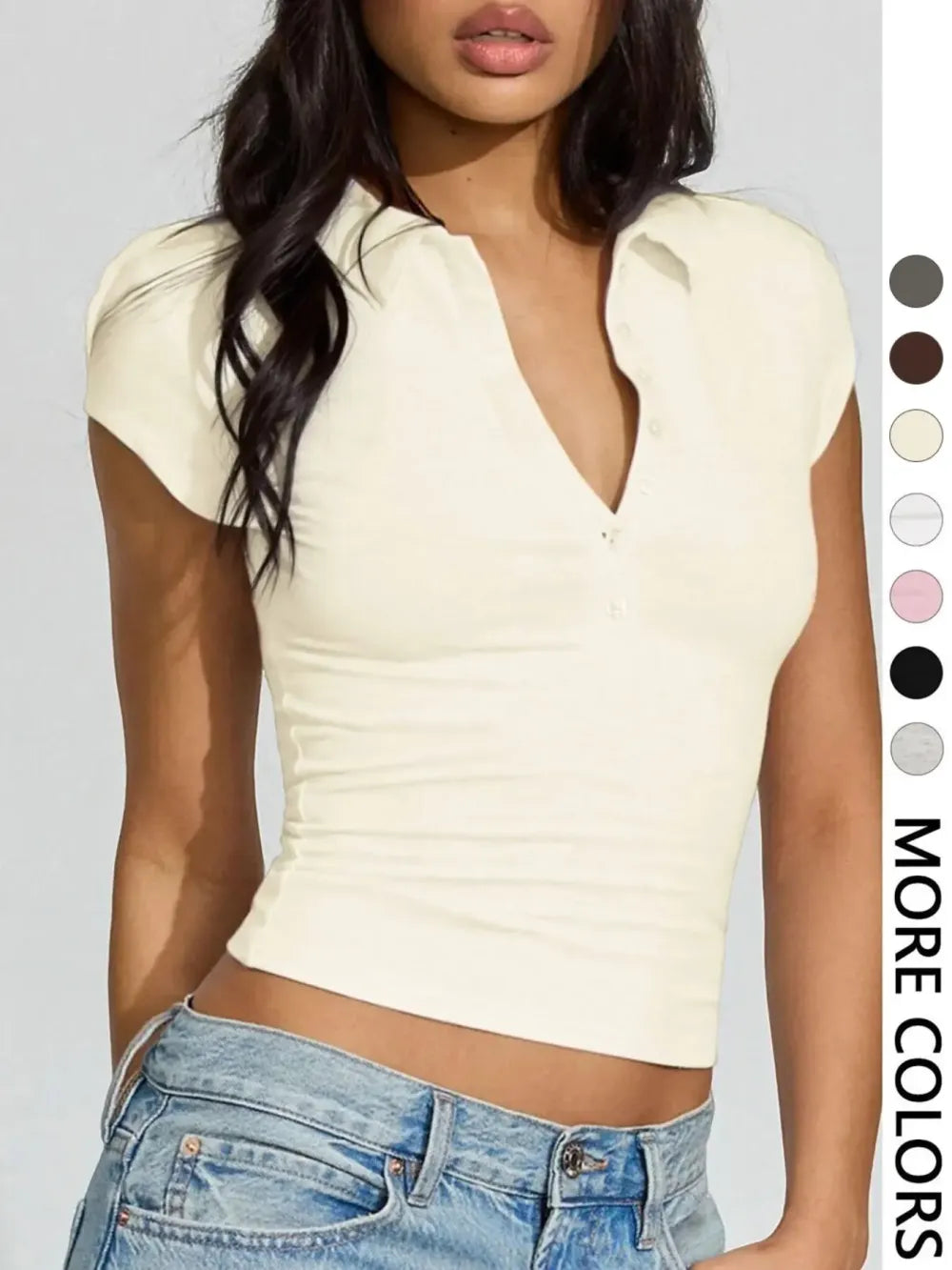 Slim-Fit Button Short Sleeve Polo Shirt