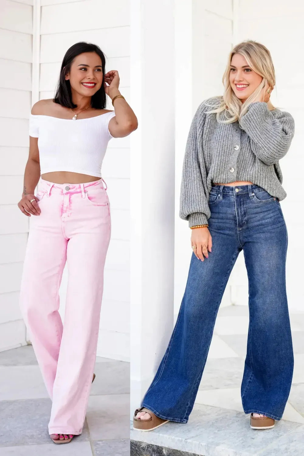 High Rise Tummy Control Wide Leg Jeans