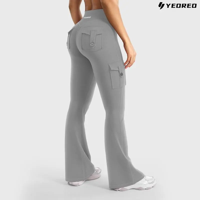 Women's athletic flare pants with hidden pockets