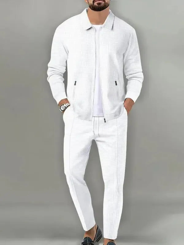 Men’s Zip-Up Tracksuit Set – Sporty 2-Piece Jacket & Pants with Drawstring Waist