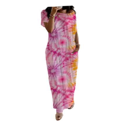Women's Pocket Round Neck Nightdress Lady's Sleepwear Dresses