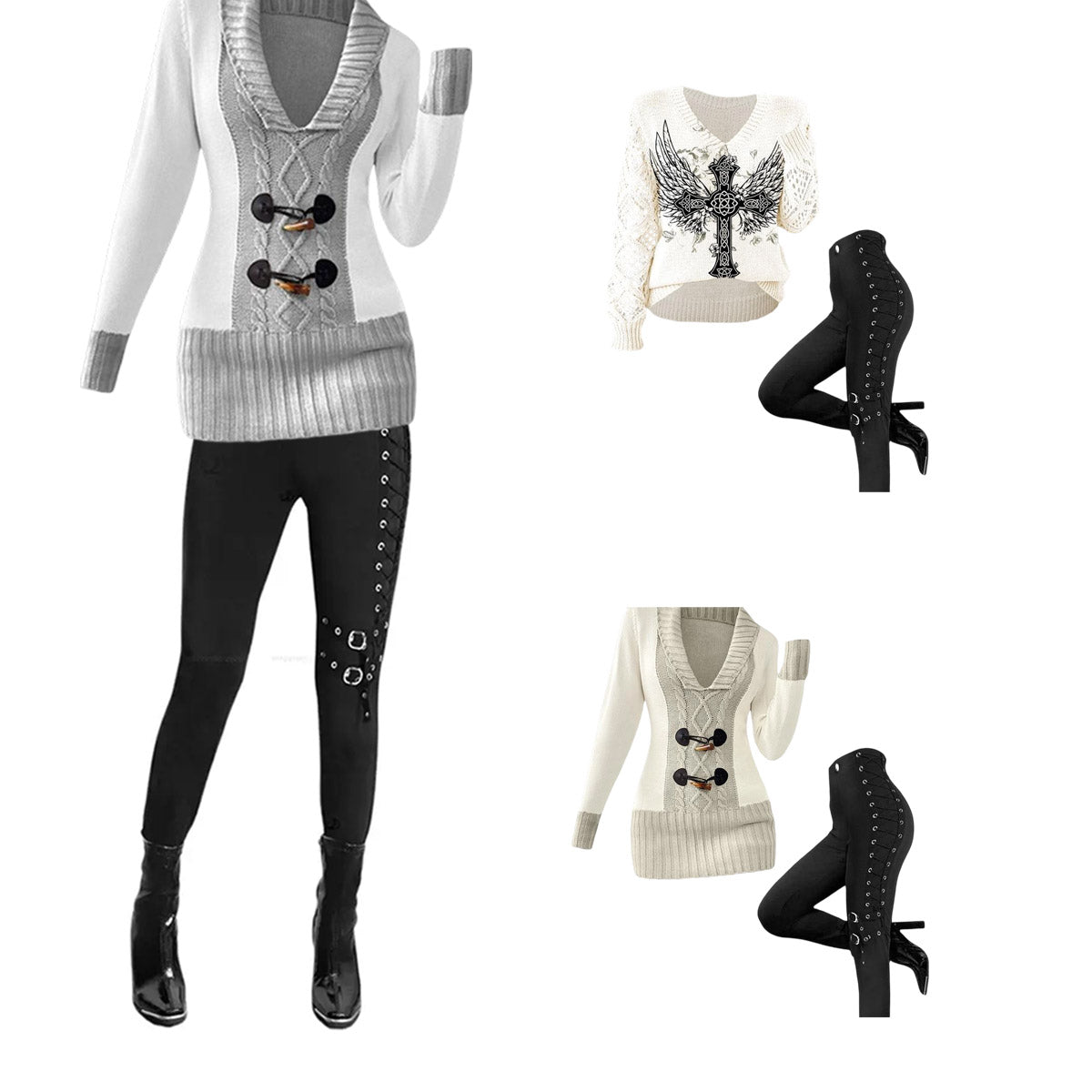 Sweater and Lace Up Pants Matching Set