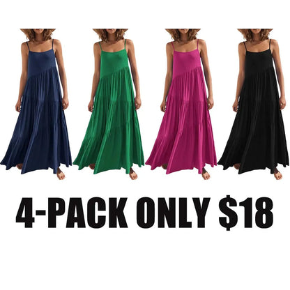 Asymmetric Tiered Style Sleeveless Beach Dress