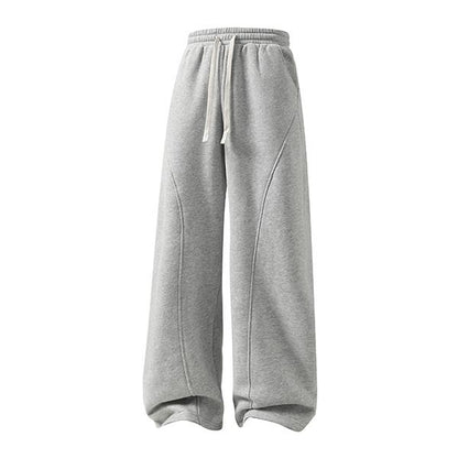 Men'S Fleece Thermal Lined Sweatpants Oversize Drawstring Waist Casual Loose Pants For Fall Winter School Season Daily Wear