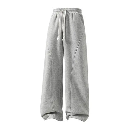 Men'S Fleece Thermal Lined Sweatpants Oversize Drawstring Waist Casual Loose Pants For Fall Winter School Season Daily Wear
