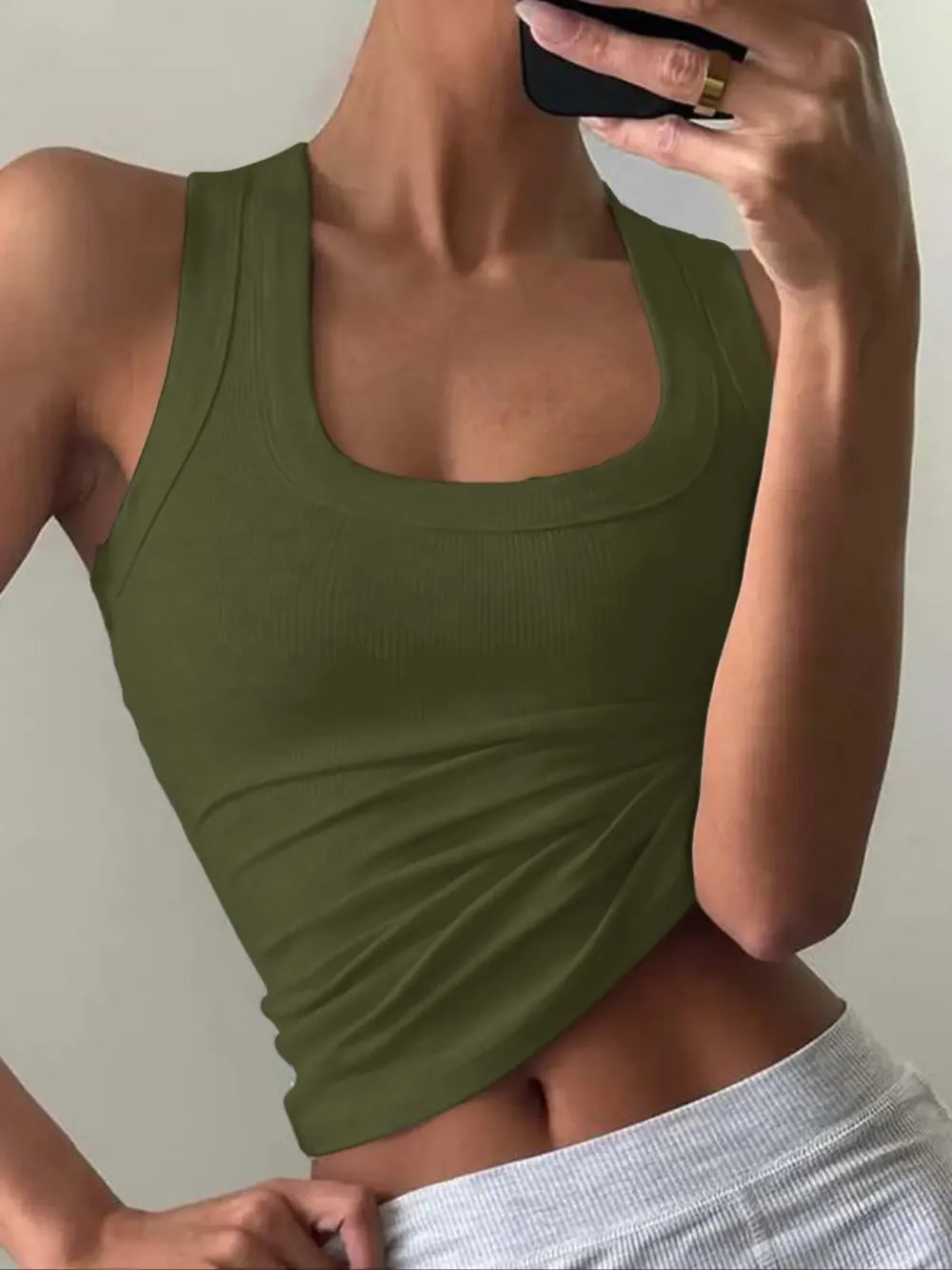 Women's Casual Slim-Fit Solid-Color Sleeveless Tank Top