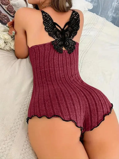 Women's Butterfly Lace Cami Romper