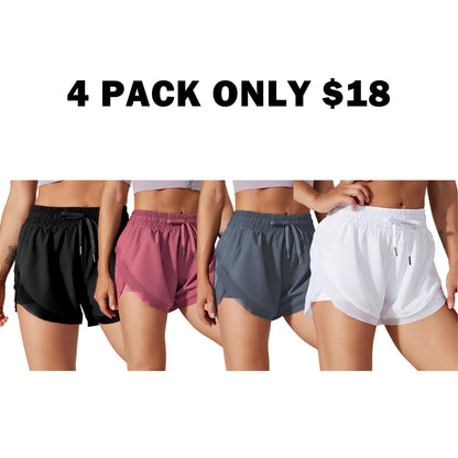 Drawstring Contrast Flowy Mesh Dolphin 2-in-1 Shorts