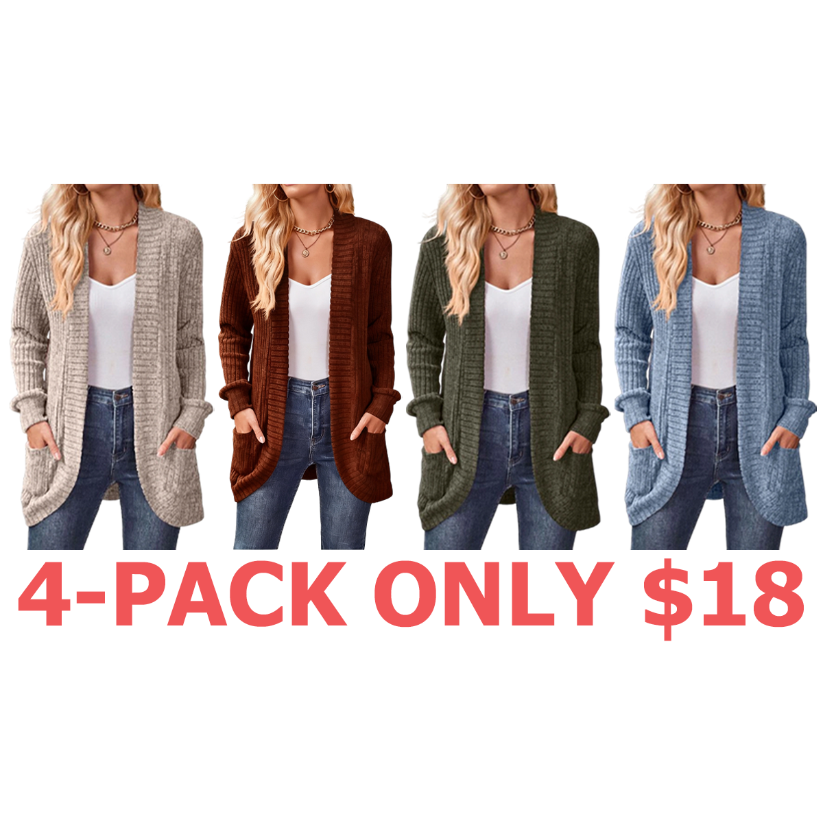 Women 2024 Fall Open Front Long Sleeve Loose Lightweight Knit Sweater