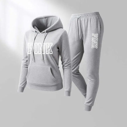Women's Printed Hooded Sweatshirt And Drawstring Sweatpants Set