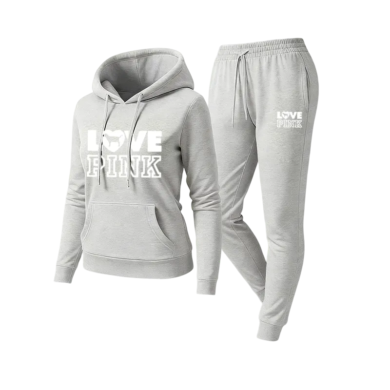 Two-piece set consisting of a letter-print sweatshirt and sweatpants.