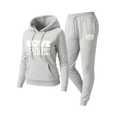 Two-piece set consisting of a letter-print sweatshirt and sweatpants.