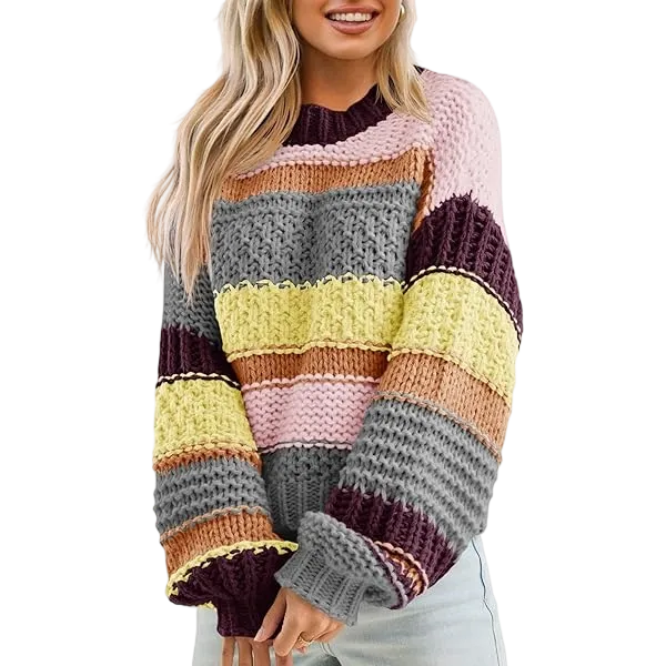 Women's loose-fitting oversized crew neck sweater