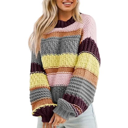 Women's loose-fitting oversized crew neck sweater