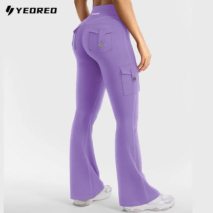 Women's athletic flare pants with hidden pockets