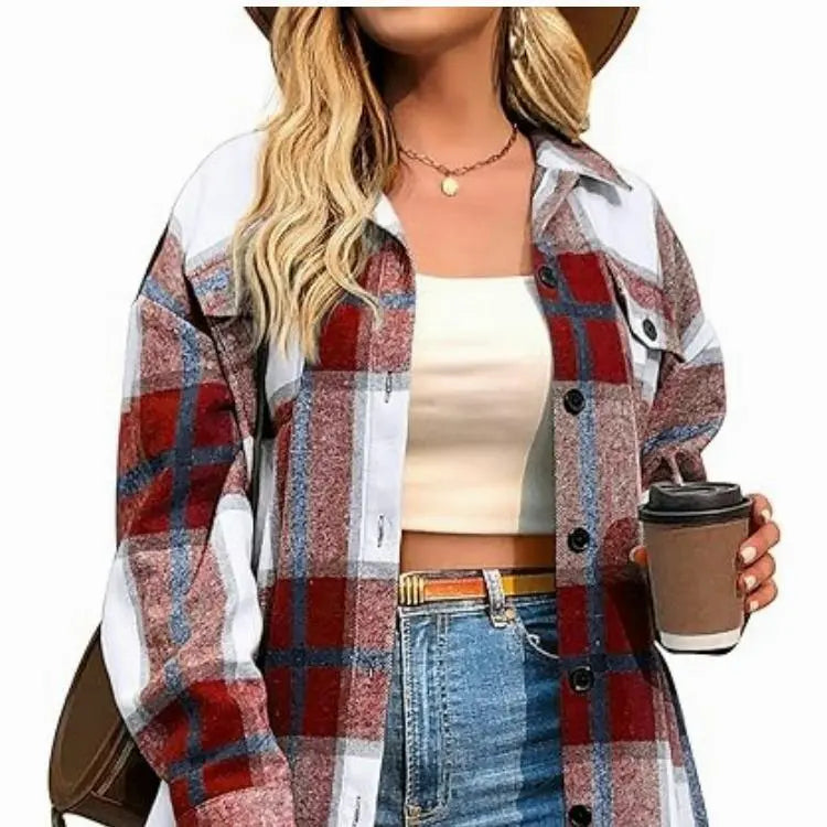 Women's Checkered Shirt Jacket