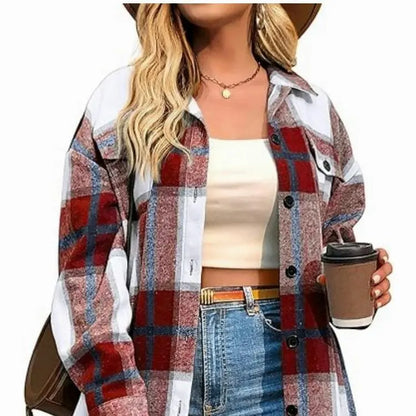 Women's Checkered Shirt Jacket