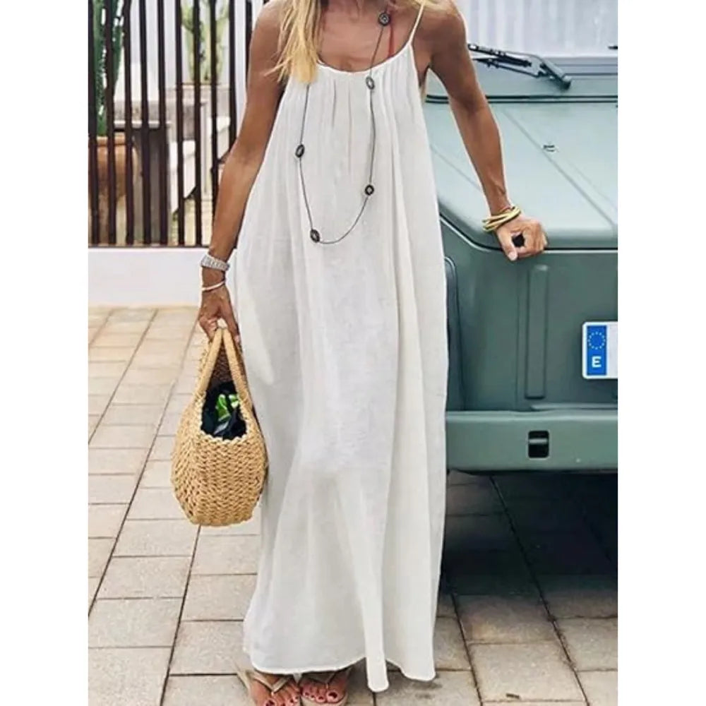 Womens Summer Casual Sleeveless Backless Cami Sundress 2026 Vacation House Dress