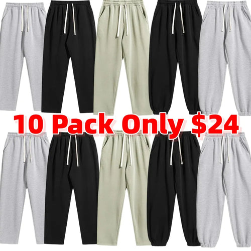 Men's Regular Fit Solid Drawstring Waist Sweatpants