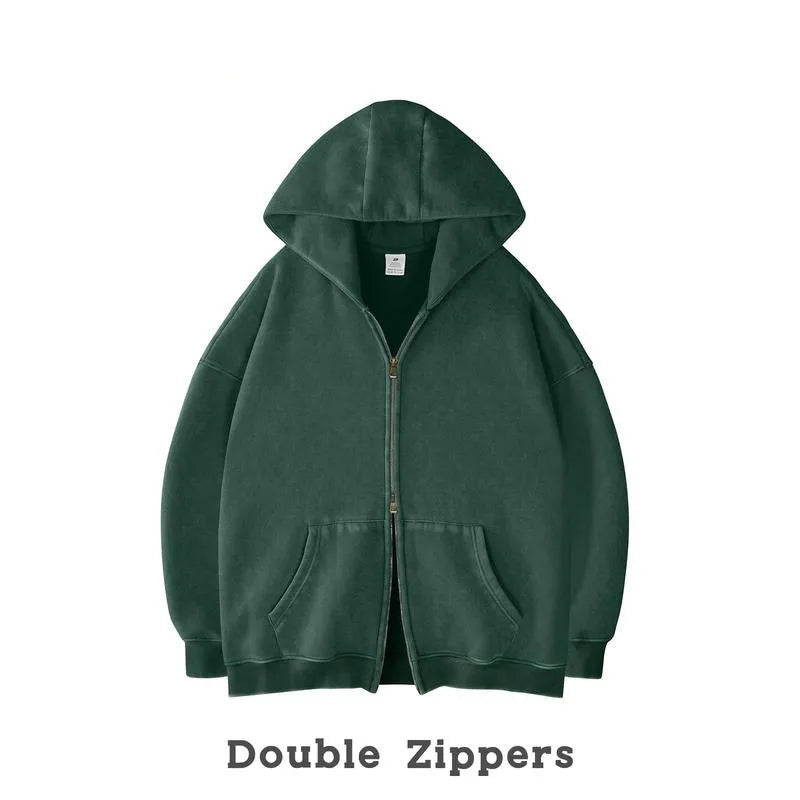 Unisex Oversized Zip-Up Hoodie for Women Plain