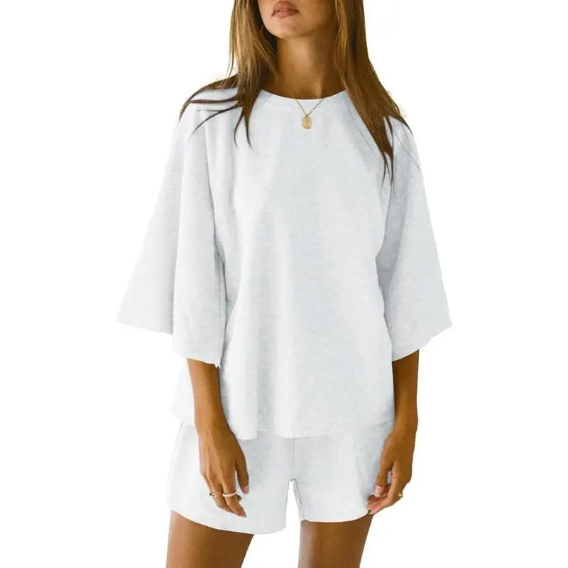 Womens 2 Piece Outfits 3/4 Sleeve Tops and Elastic Waist Shorts Lounge