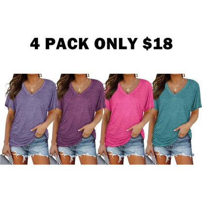 Women's Short Sleeve V Neck Dolman Tops