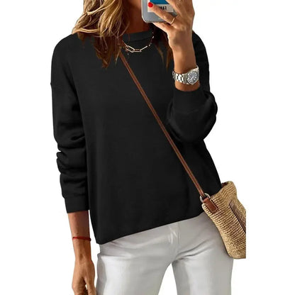 Women's 100% Cotton Crew Neck Fall Casual Relaxed Fit Sweater Tops 2025