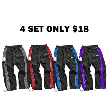 Men's Casual Sporty Long Pants, Loose Fit Drawstring Cuff