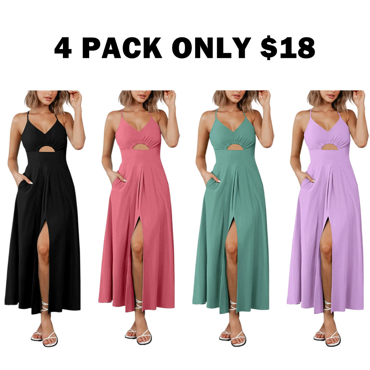Women's 2026 Summer Sleeveless Spaghetti Strap Maxi Dress