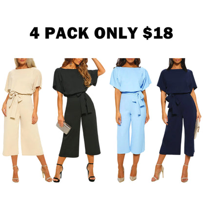 Women's Summer And Autumn Short Sleeved Jumpsuit