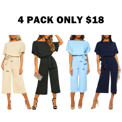 Women's Summer And Autumn Short Sleeved Jumpsuit
