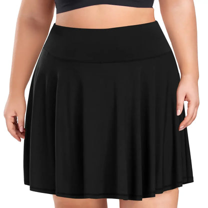 【Plus Size】 Pleated Tennis Skirt with Shorts