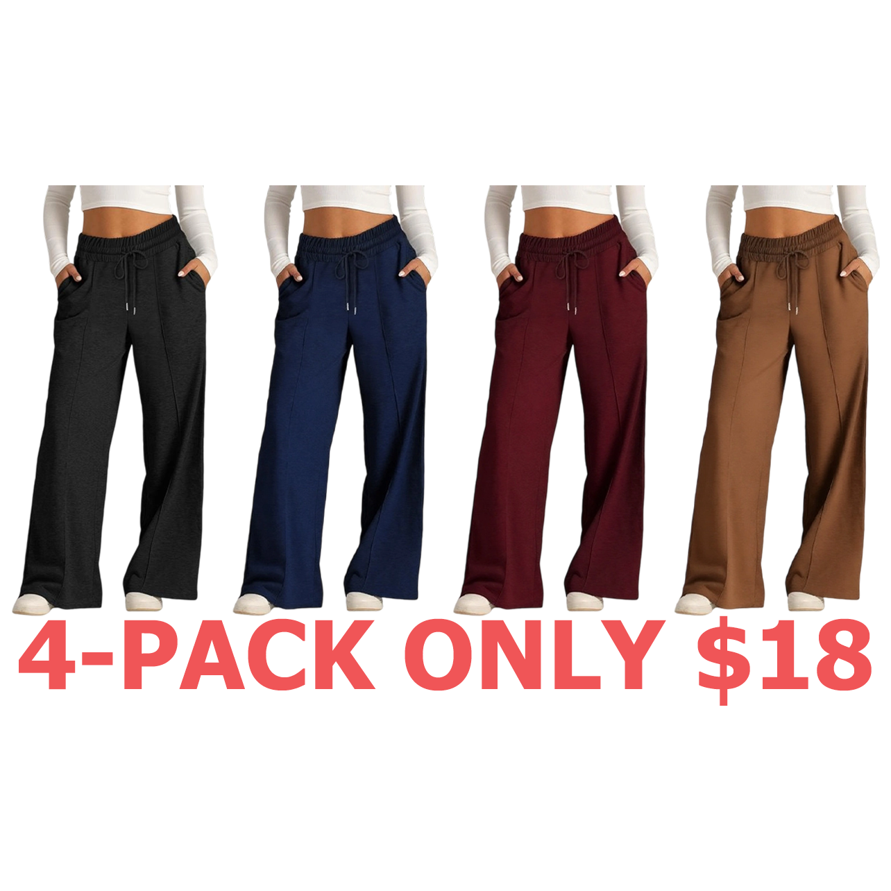 Women's Wide Leg Sweatpants Casual Loose Solid Color Pants