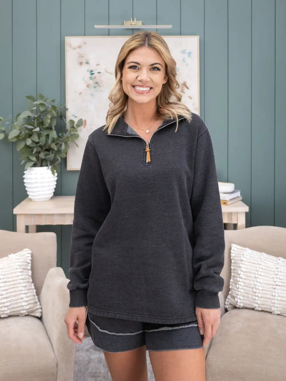 1/4 Zip "Lived - In" Garment Washed Pullover by DD Design | S-5XL