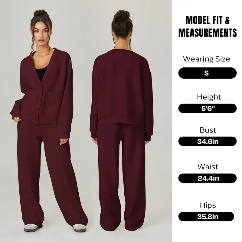 Women's Slouchy Solid Color Soft Two Piece Set