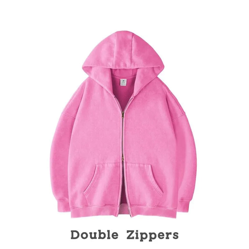 Unisex Oversized Zip-Up Hoodie for Women Plain