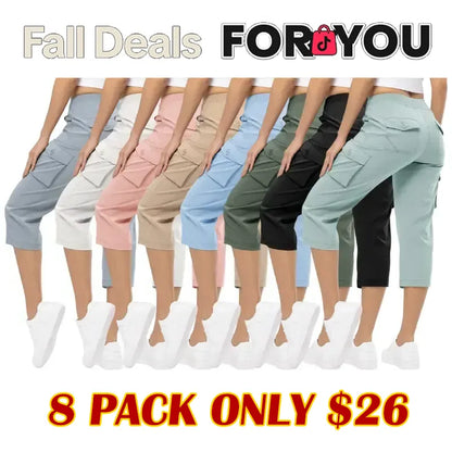🔥Last day promotion🔥Women's Cargo Capris Lightweight Hiking Pants Shorts Cropped Cotton