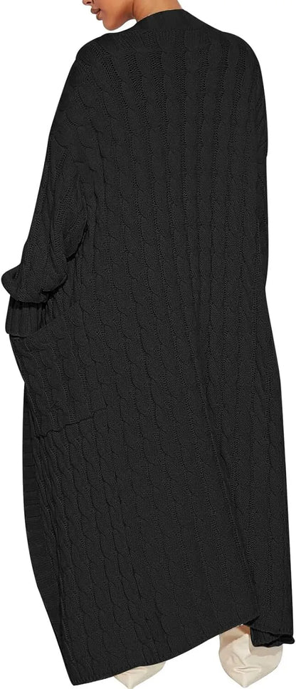 Women's Long Cardigan 2024 Oversized Coat Long Sleeve Open Cardigan Knitted Extra Long Coat Autumn Fashion Jacket Clothes