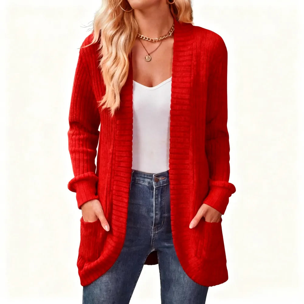 Women 2024 Fall Open Front Long Sleeve Loose Lightweight Knit Sweater