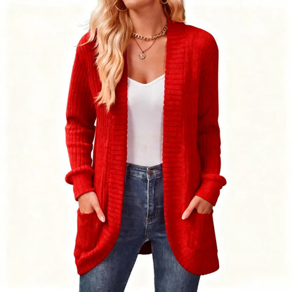Women 2024 Fall Open Front Long Sleeve Loose Lightweight Knit Sweater