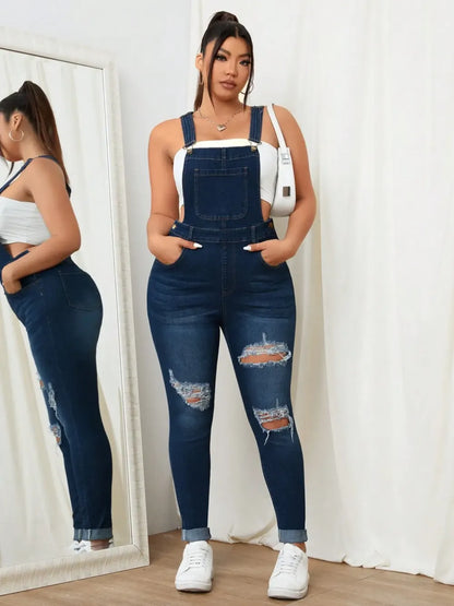 Women's Sweet Cool Denim Strap Jumpsuit