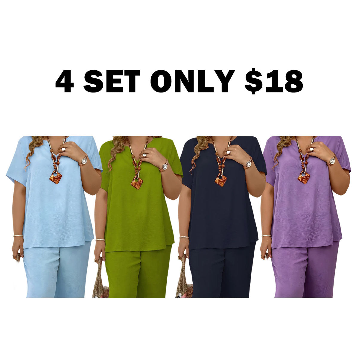 Women's Plus Size Elegant Wide Leg Pants Set