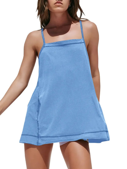 Women's Workout Tank Tops  Square Neck Tunics Loose Sleeveless Spaghetti Strap Athletic Shirts