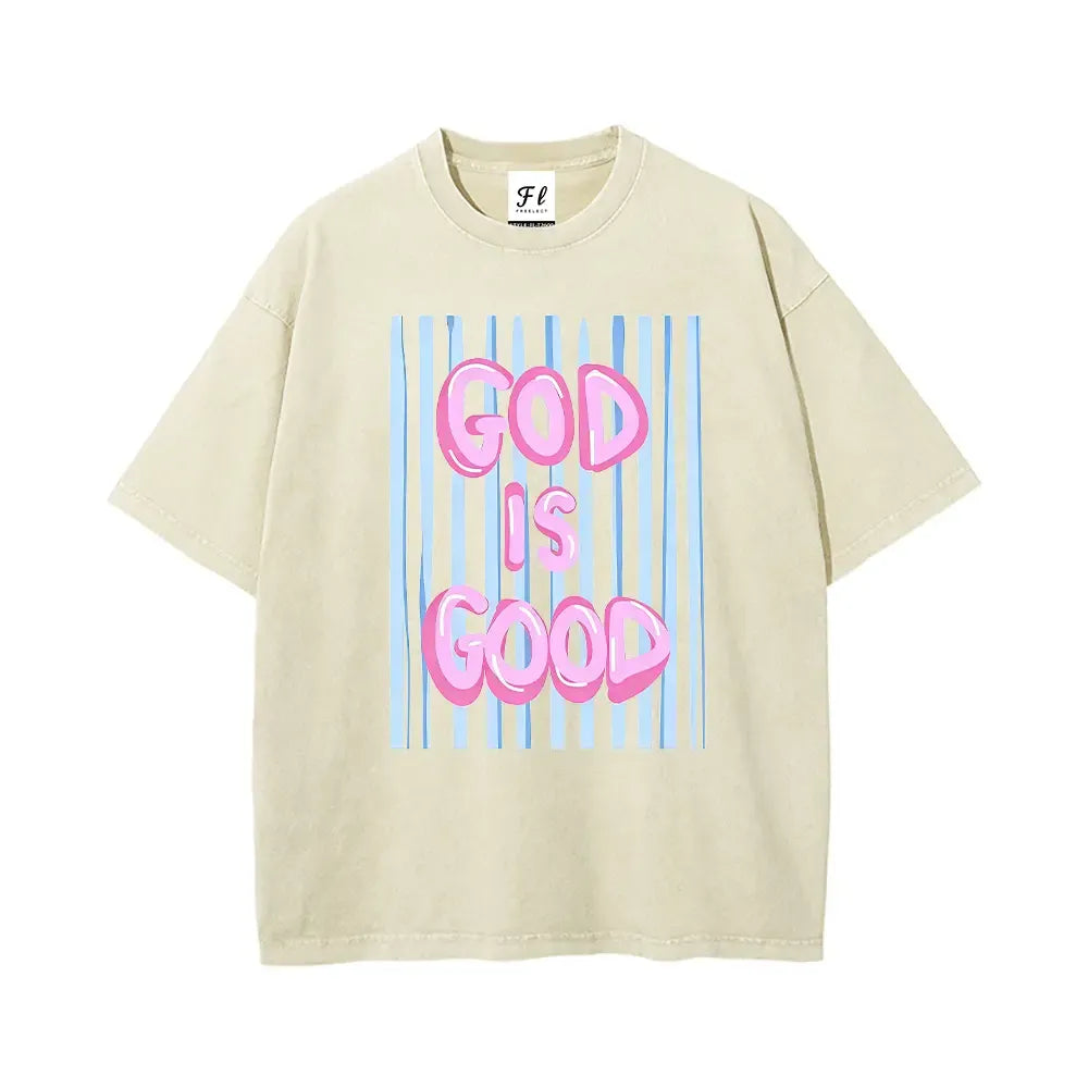 Unisex God is Good Print Washed T-Shirt